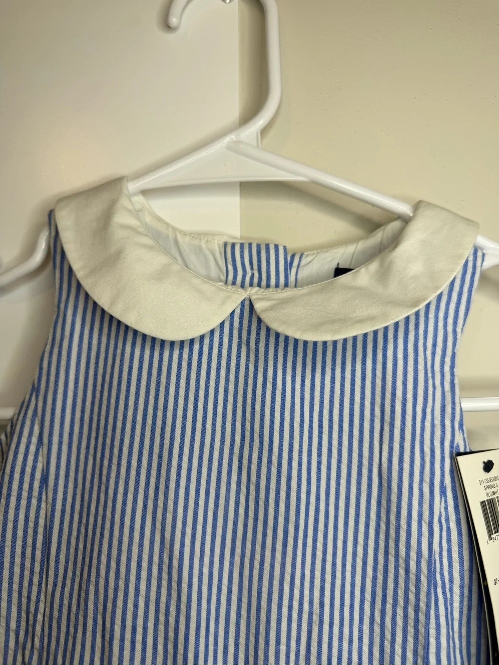 Polo by Ralph Lauren Blue and White Striped Dress with White Peter Pan Collar